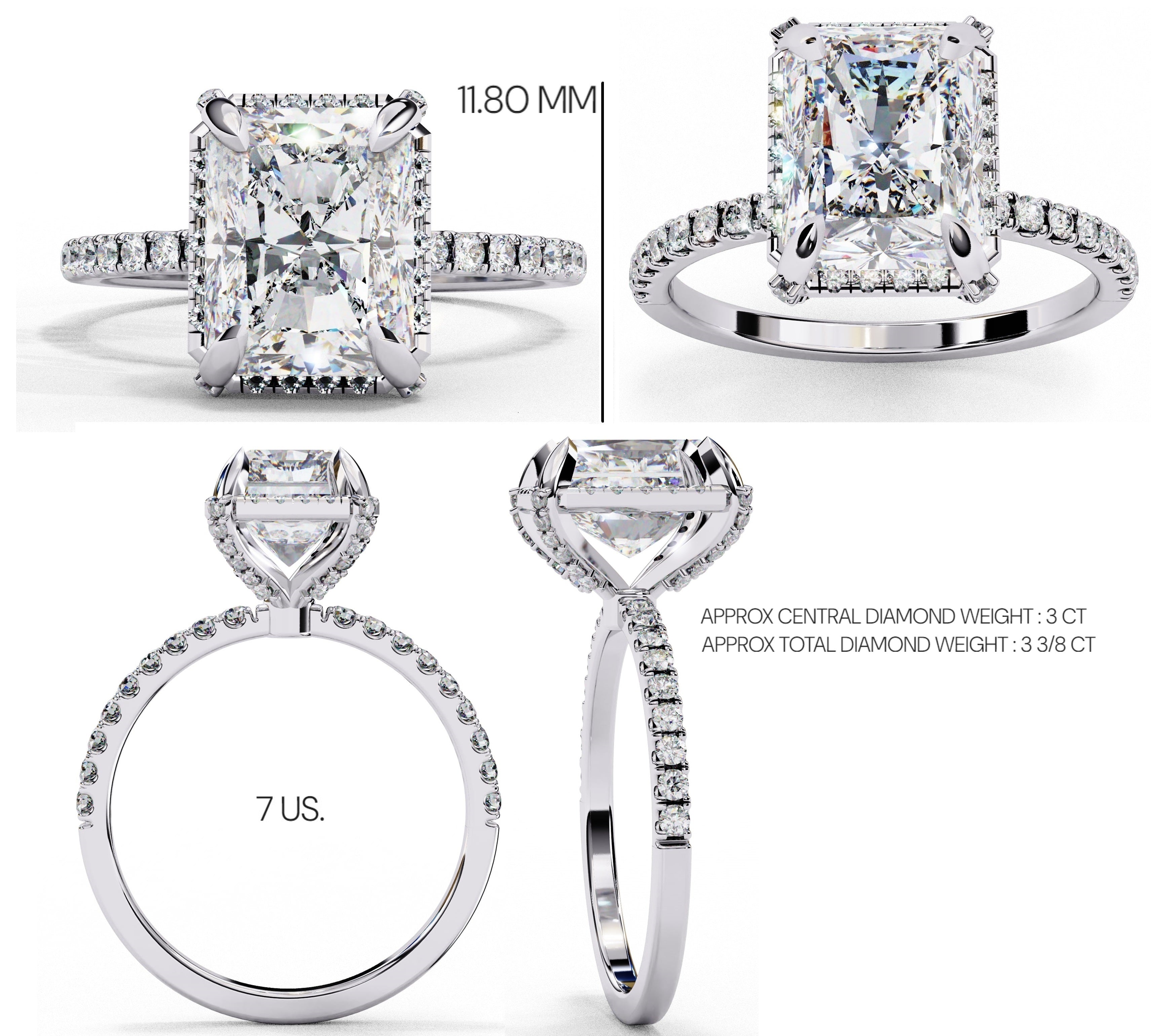 Elegant Central Stone Diamond Halo Ring