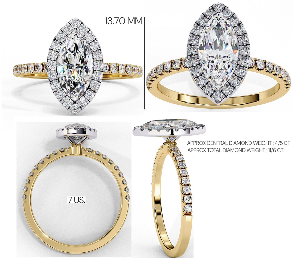 Elegant Central Stone Diamond Ring with Radiant Side Stones