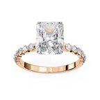 Radiant Central Stone Diamond Ring with Shimmering Accents