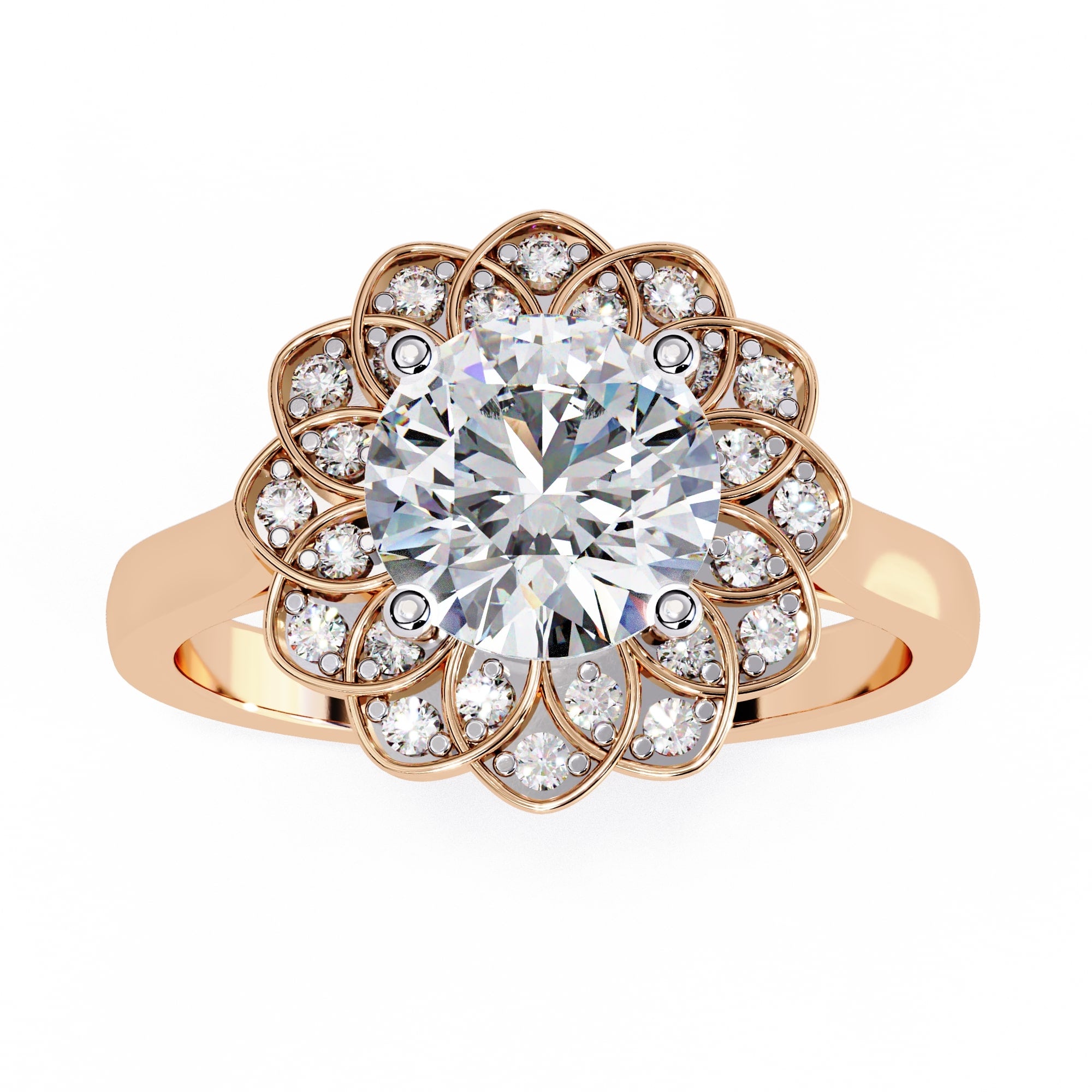 Elegant Central Stone Diamond Ring with Side Brilliance