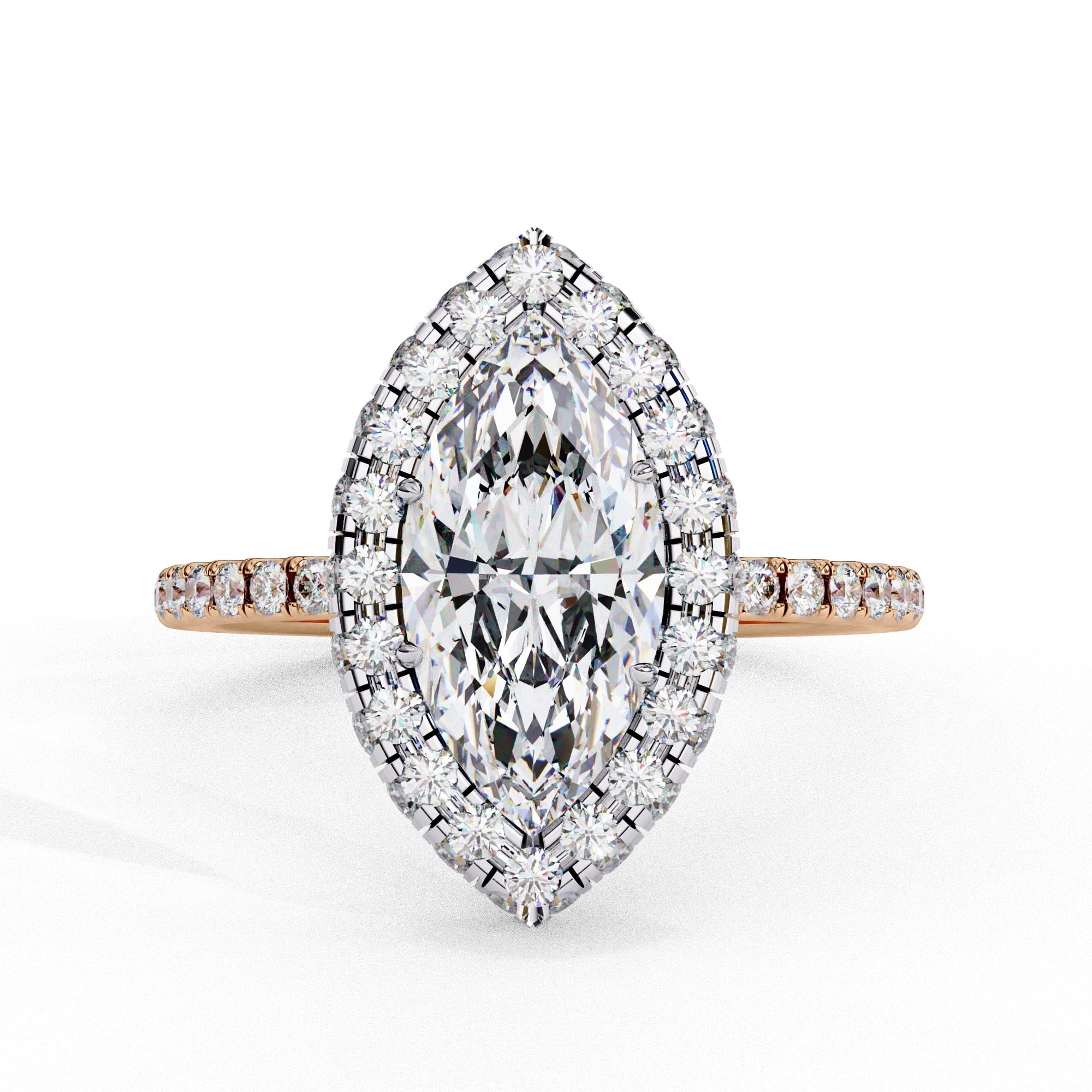 Radiant Diamond Cluster Central Stone Ring
