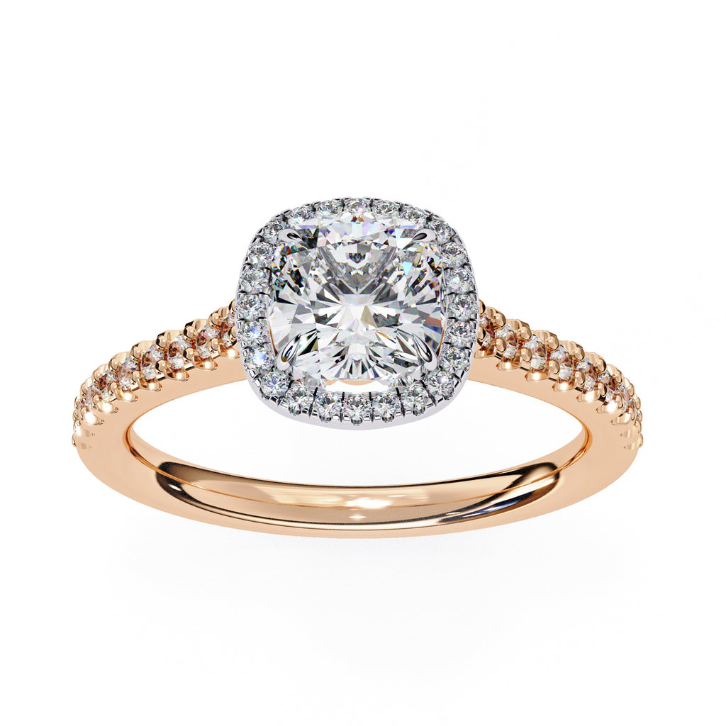 Radiant Central Stone Diamond Ring with Shimmering Side Accents