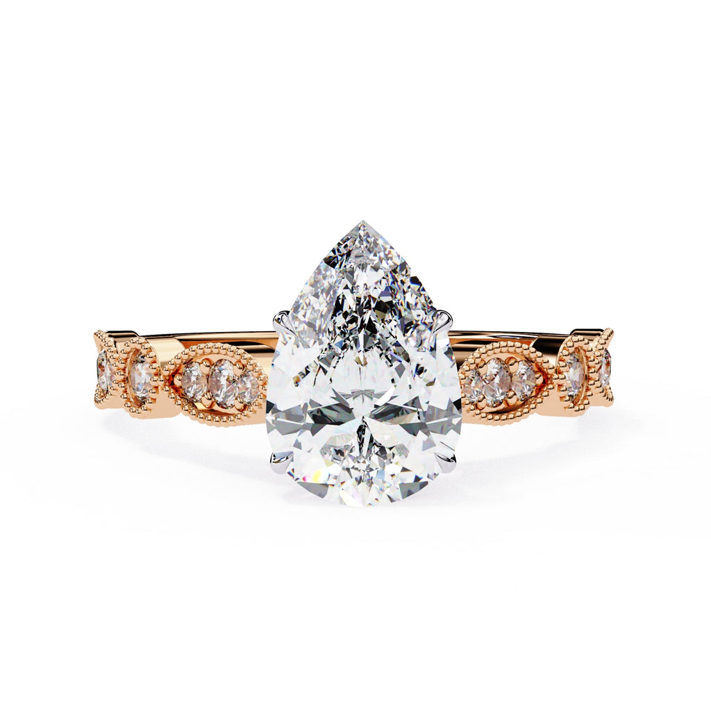 Radiant Central Stone Diamond Ring with Shimmering Side Accents