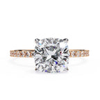 Radiant Central Stone Diamond Ring with Shimmering Side Accents
