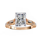 Radiant Solitaire Diamond Ring with Sparkling Side Stone Accents