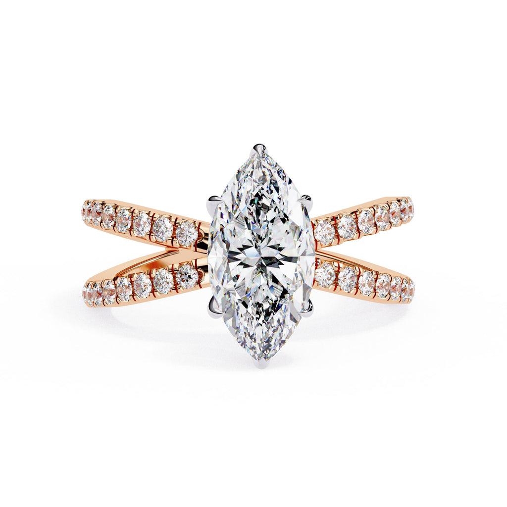 Radiant Central Stone Diamond Ring with Shimmering Side Accents