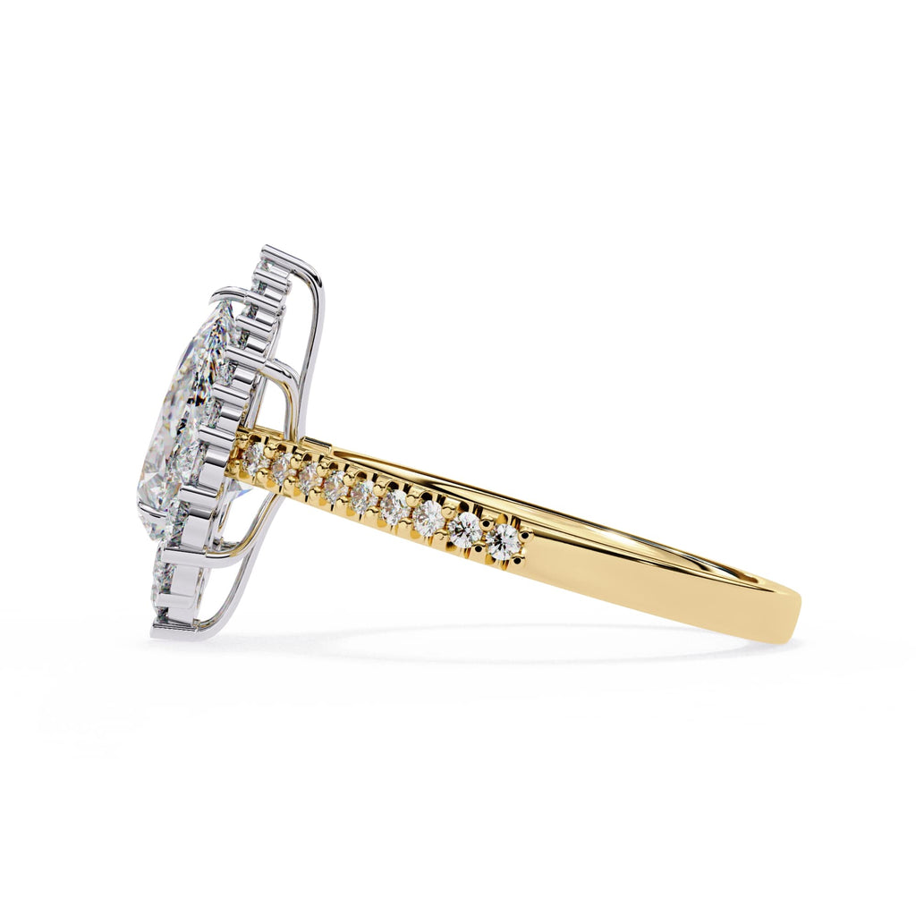 Radiant Central Stone Diamond Side Accent Ring