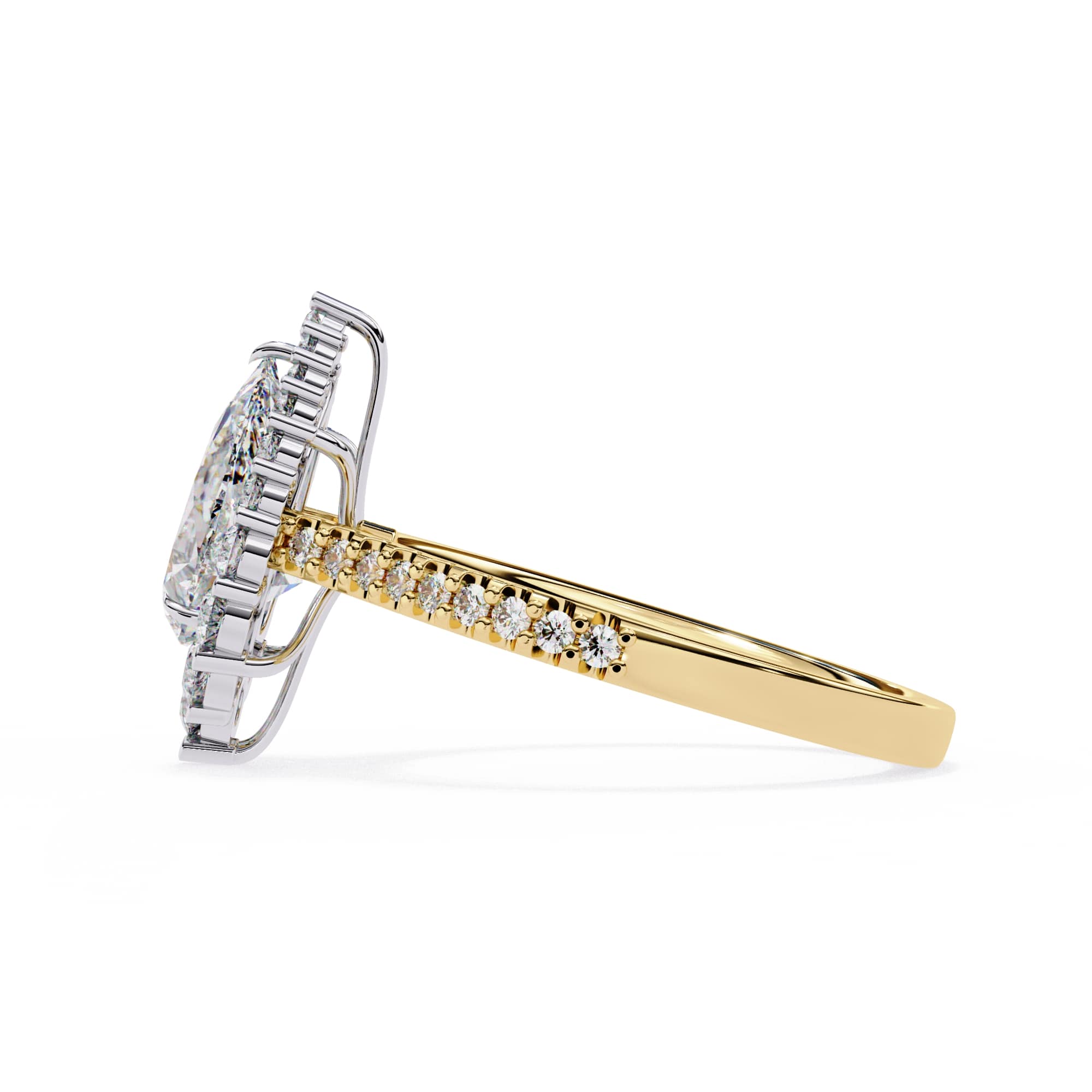 Radiant Central Stone Diamond Side Accent Ring