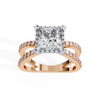 Radiant Central Stone Diamond Elegance Ring