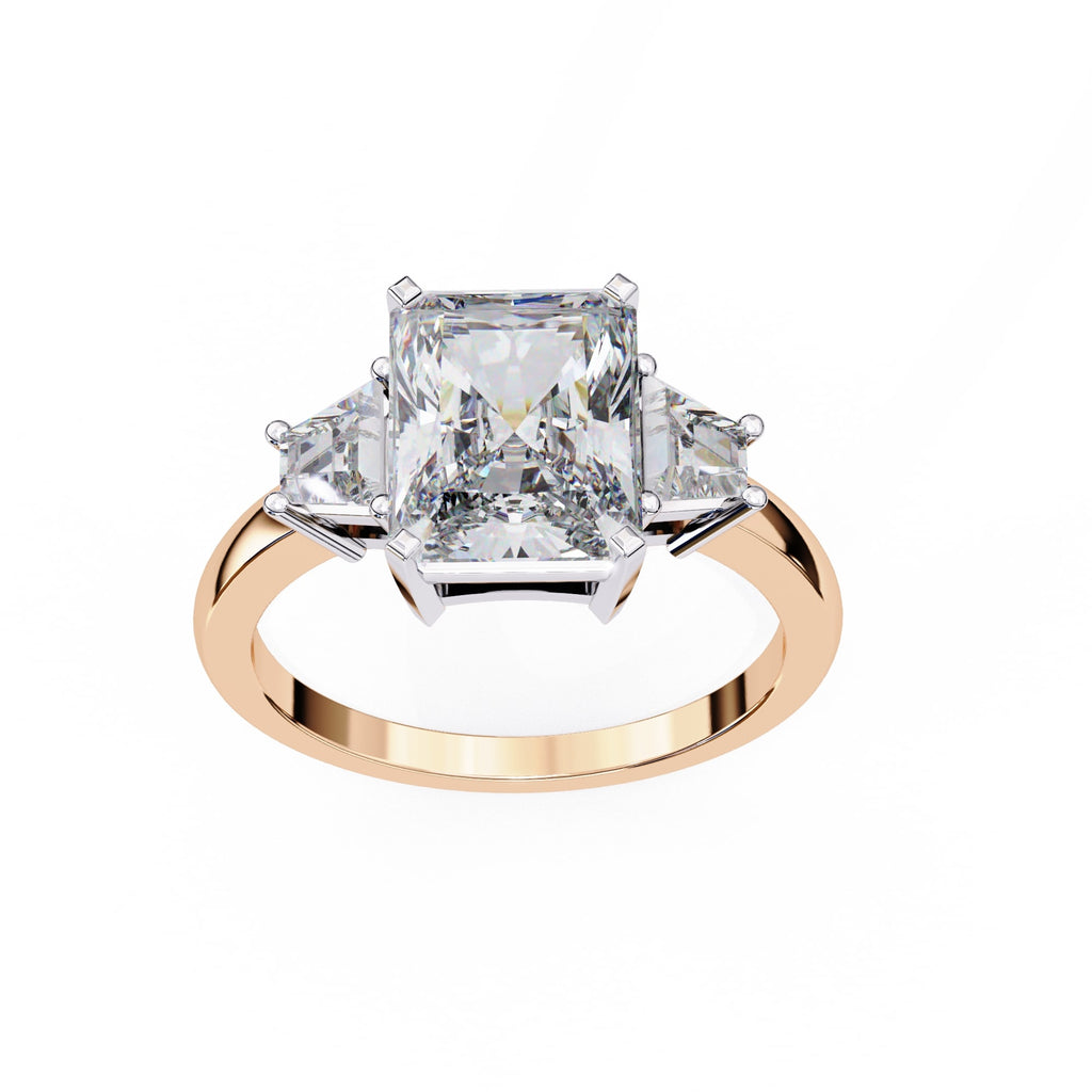 Radiant Central Stone Diamond Side Accents Ring