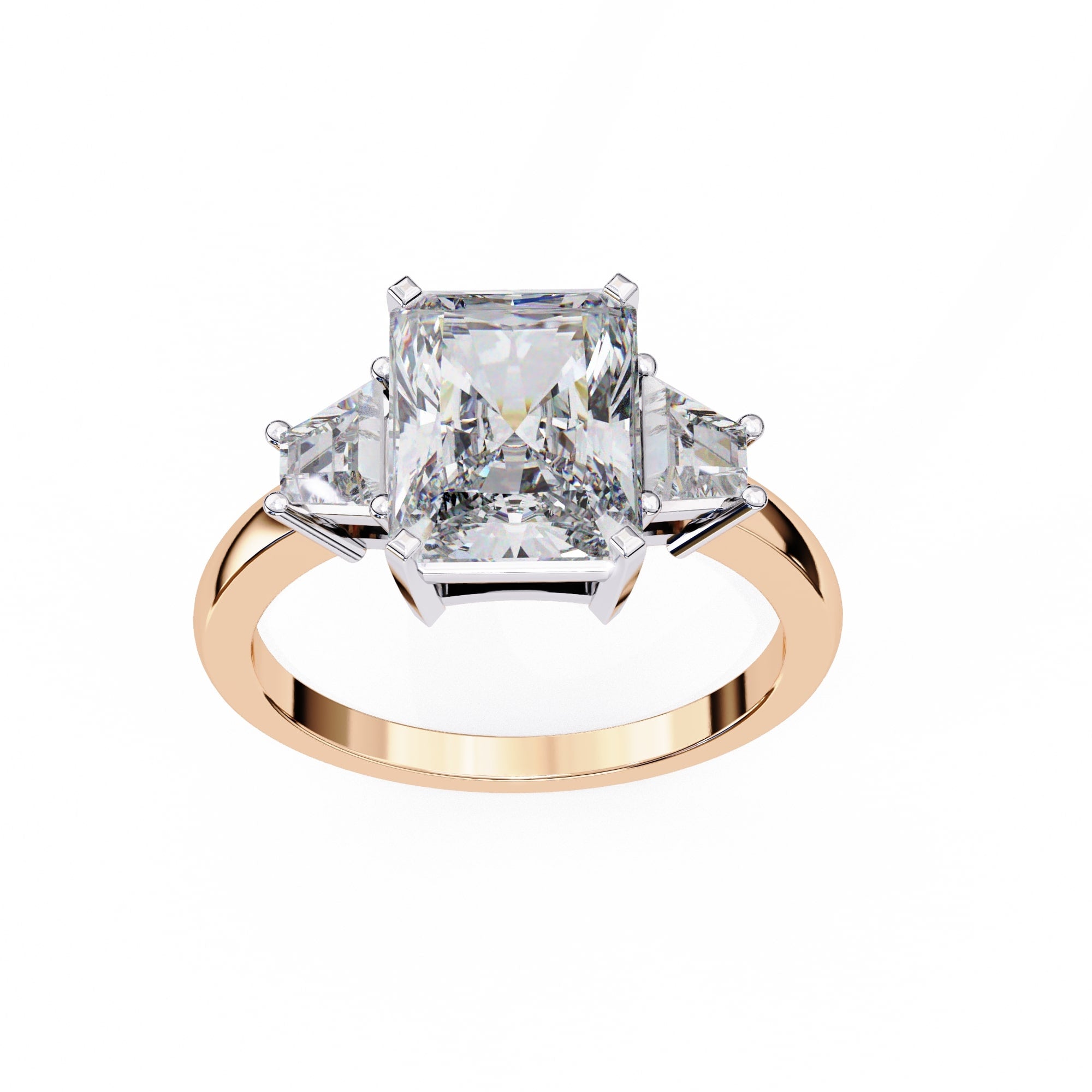 Radiant Central Stone Diamond Side Accents Ring