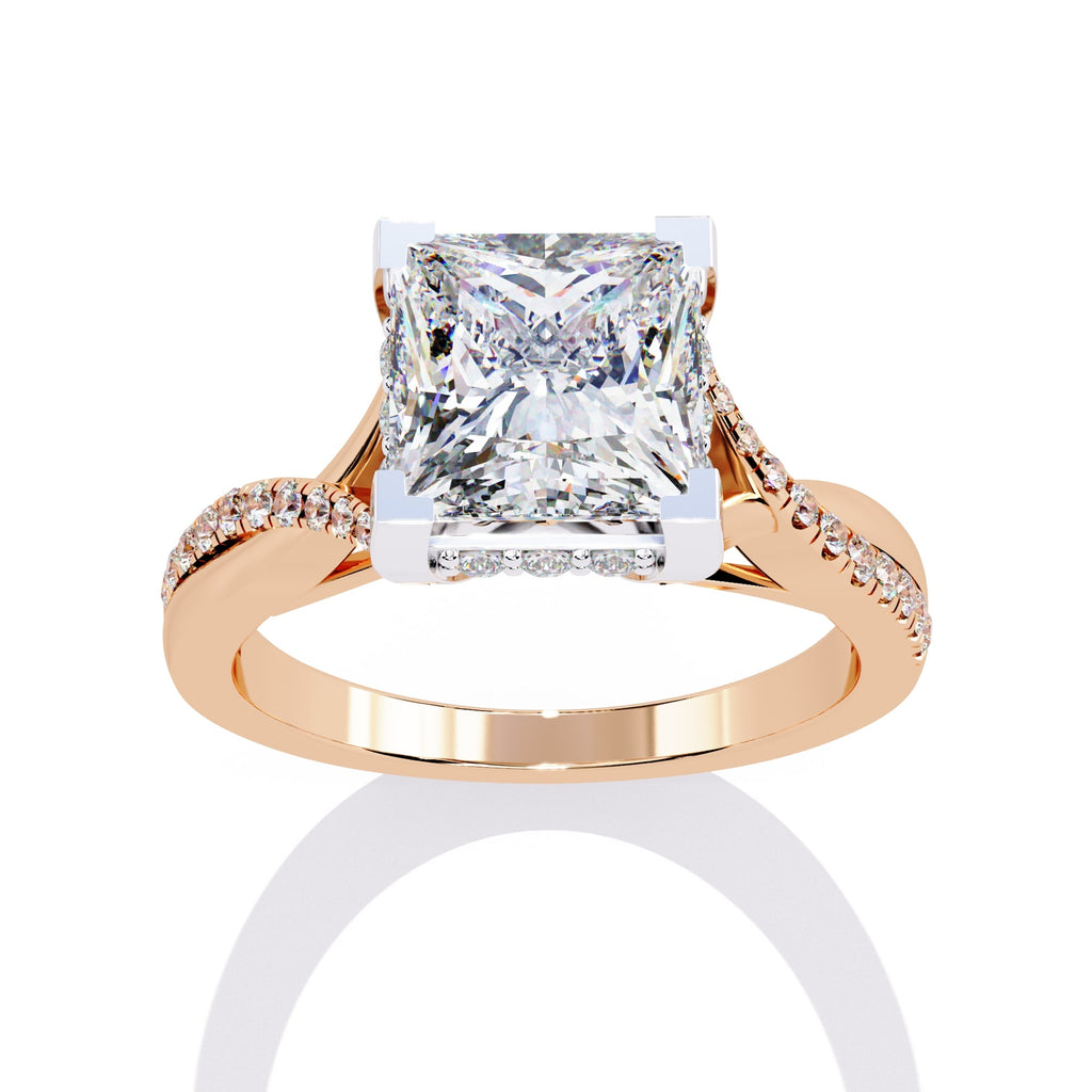 Radiant VVS Emerald Cut Central Brilliance Ring
