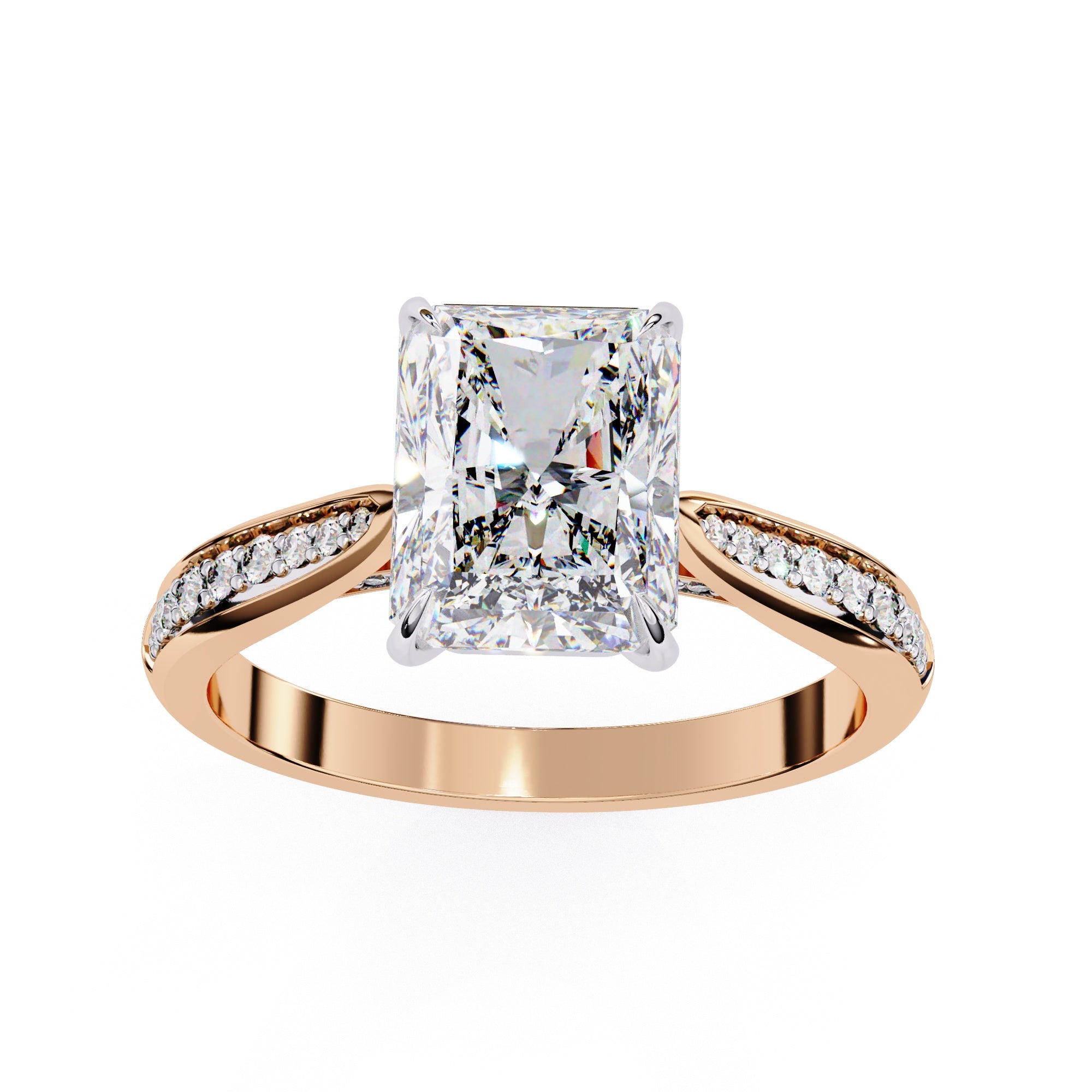 Elegant Central Stone Diamond Side Accent Ring