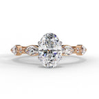 Radiant Central Stone Diamond Ring with Shimmering Side Accents