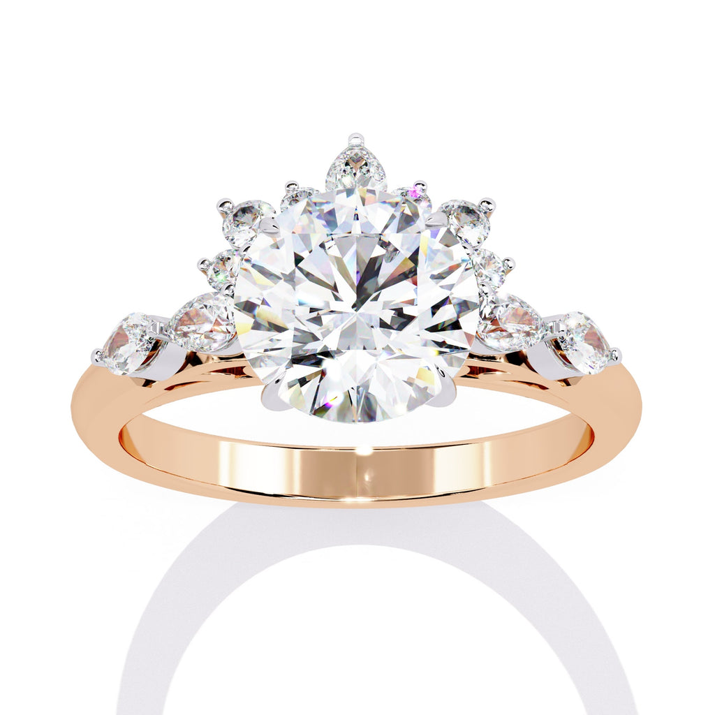 Radiant Central Stone Diamond Ring with Shimmering Side Accents