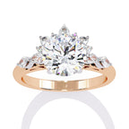 Radiant Central Stone Diamond Ring with Shimmering Side Accents