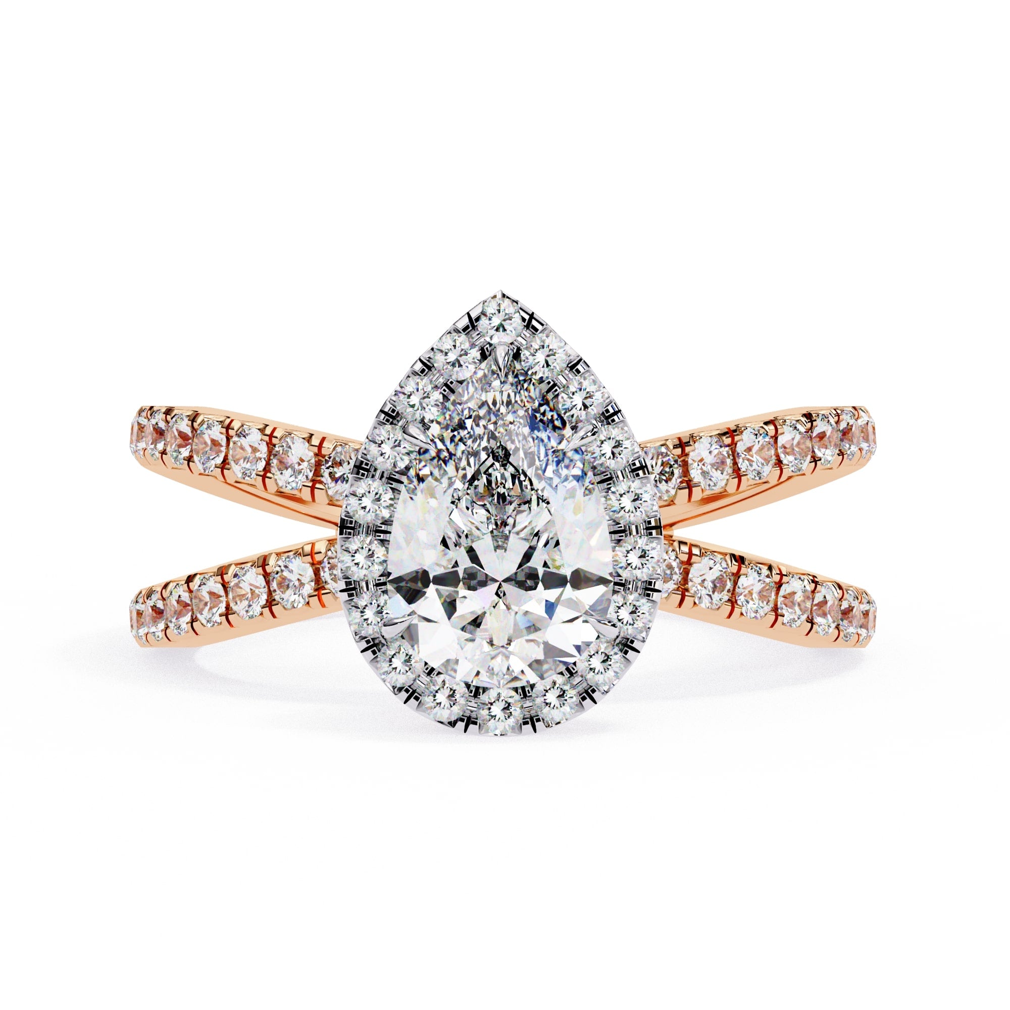 Radiant Central Stone Diamond Ring with Shimmering Side Accents