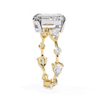 Radiant Central Stone Diamond Ring with Shimmering Side Accents