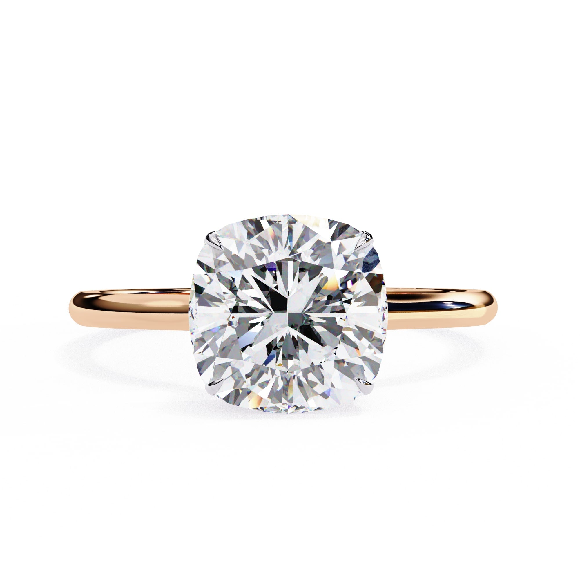 Radiant Central Stone Diamond Ring with Shimmering Side Accents
