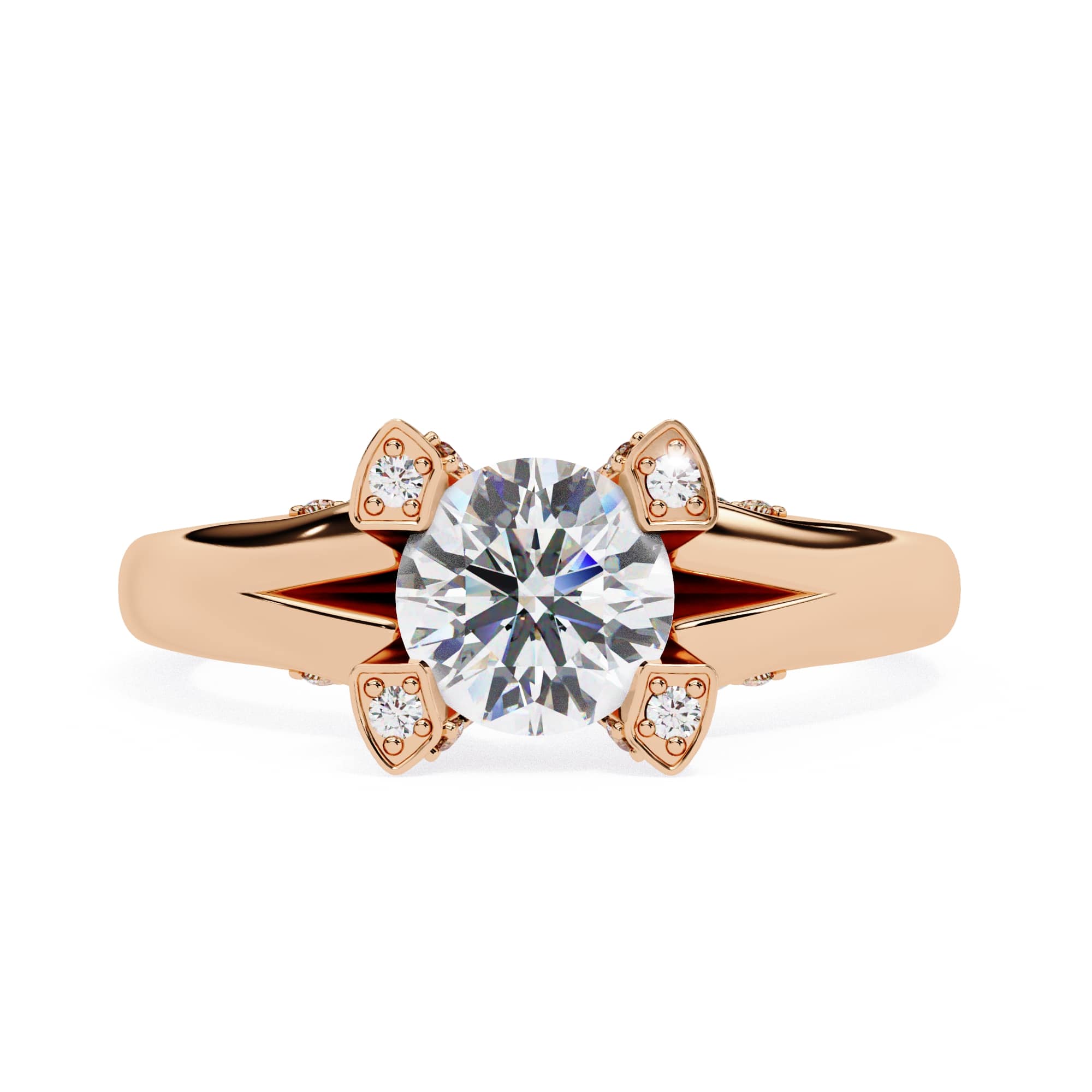 Elegant Diamond Central Stone Ring with Brilliant Side Accents