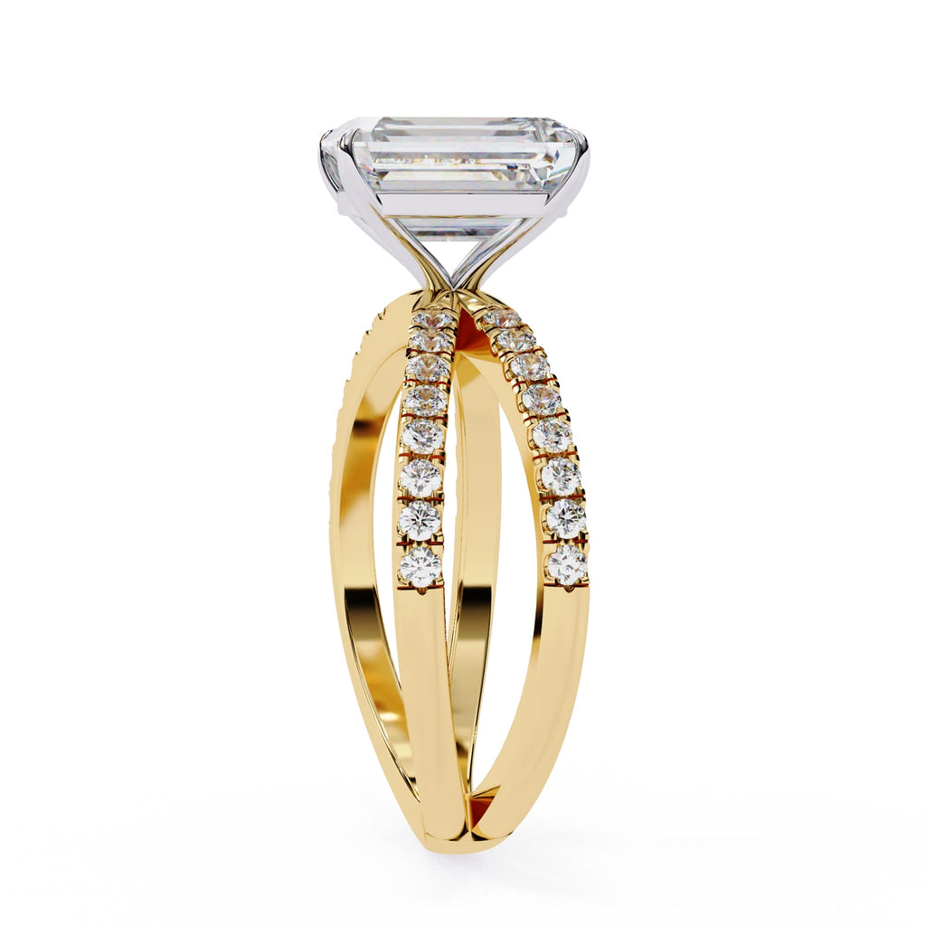 Radiant Central Stone Diamond Ring with Shimmering Side Accents