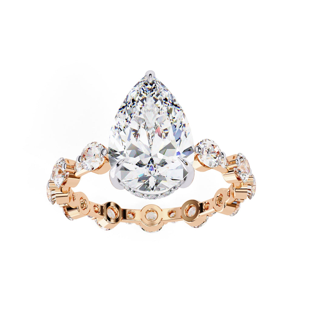 Radiant Central Stone Diamond Ring with Shimmering Side Accents
