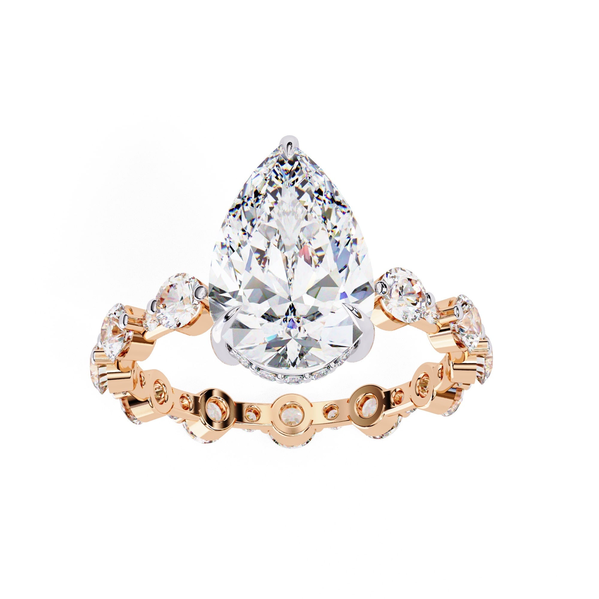 Radiant Central Stone Diamond Ring with Shimmering Side Accents