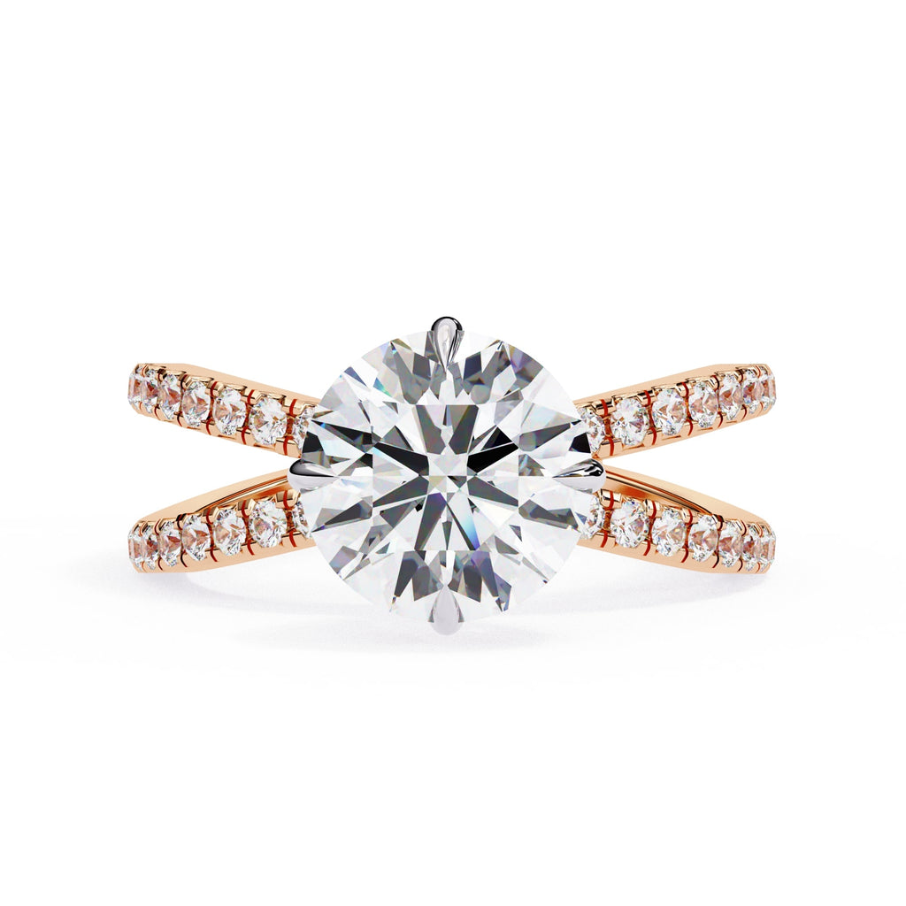 Radiant Central Stone Diamond Ring with Shimmering Side Accents