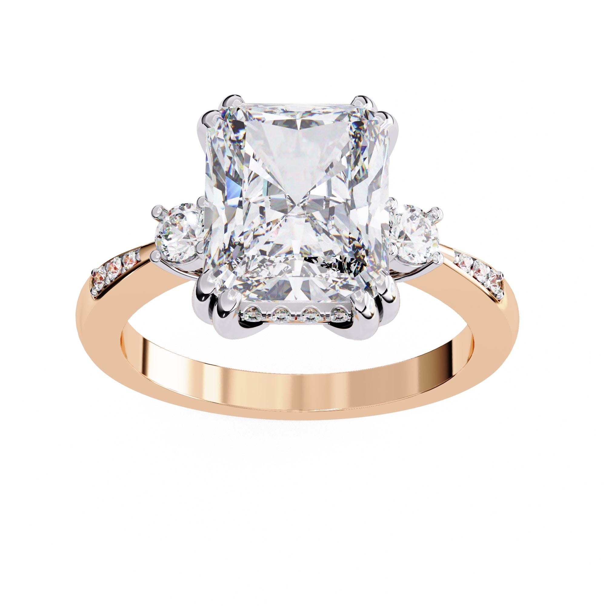 Elegant Central Stone Diamond Ring with Radiant Side Accents