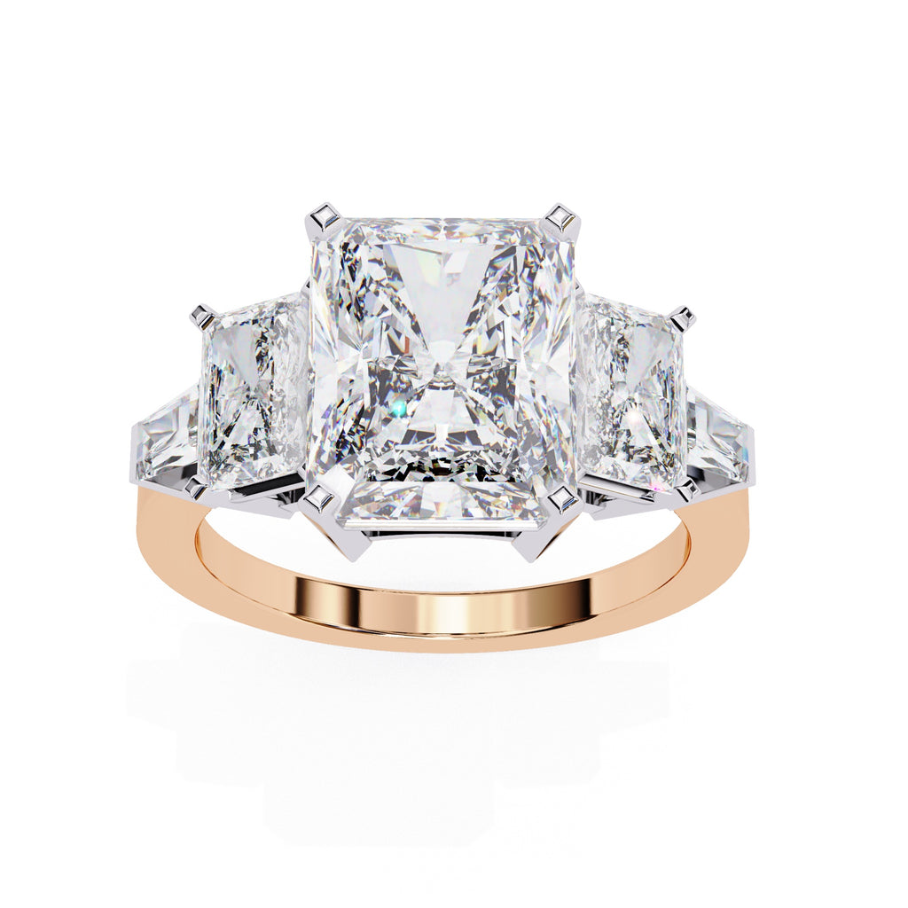 Elegant Central Stone Diamond Ring with Radiant Side Accents