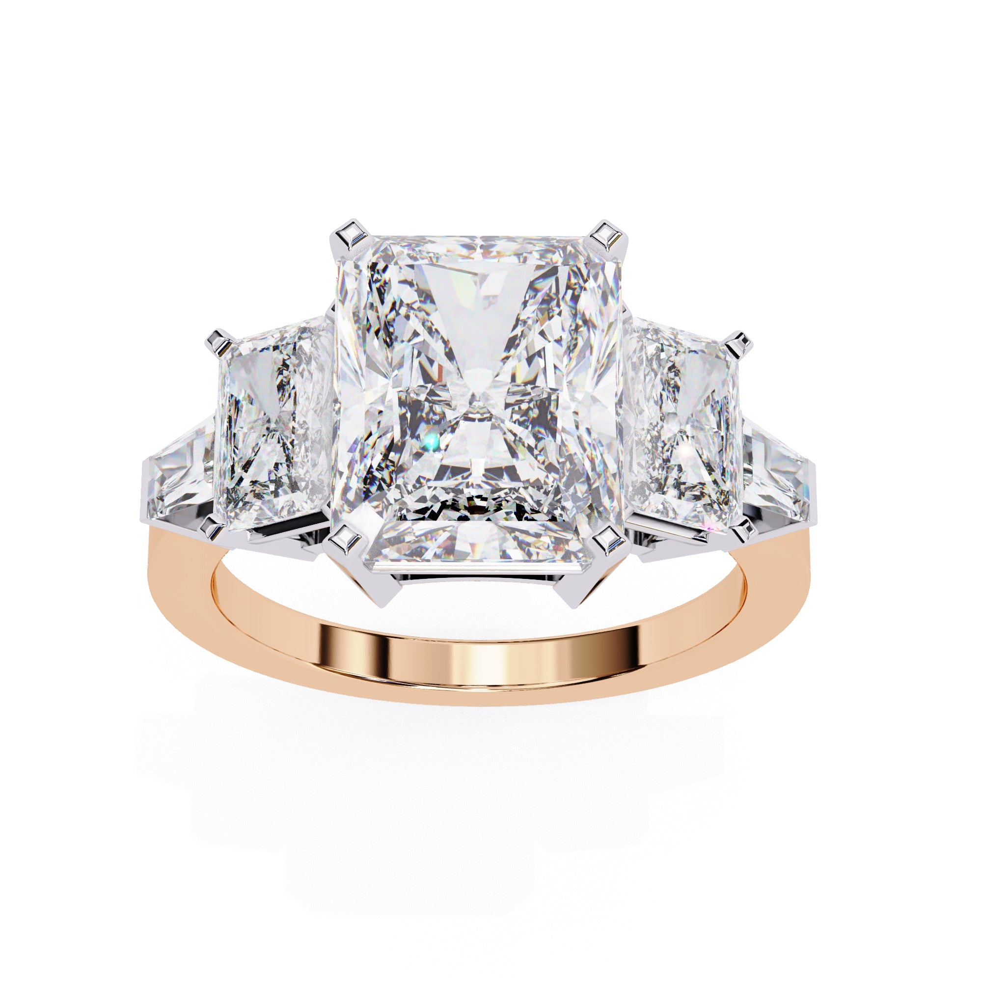 Elegant Central Stone Diamond Ring with Radiant Side Accents