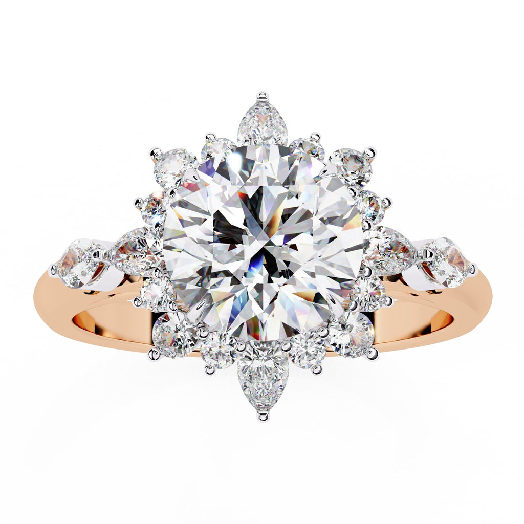 Radiant Central Stone Diamond Ring with Sparkling Side Accents