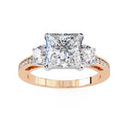 Elegant Diamond Central Stone Ring with Shimmering Side Accents
