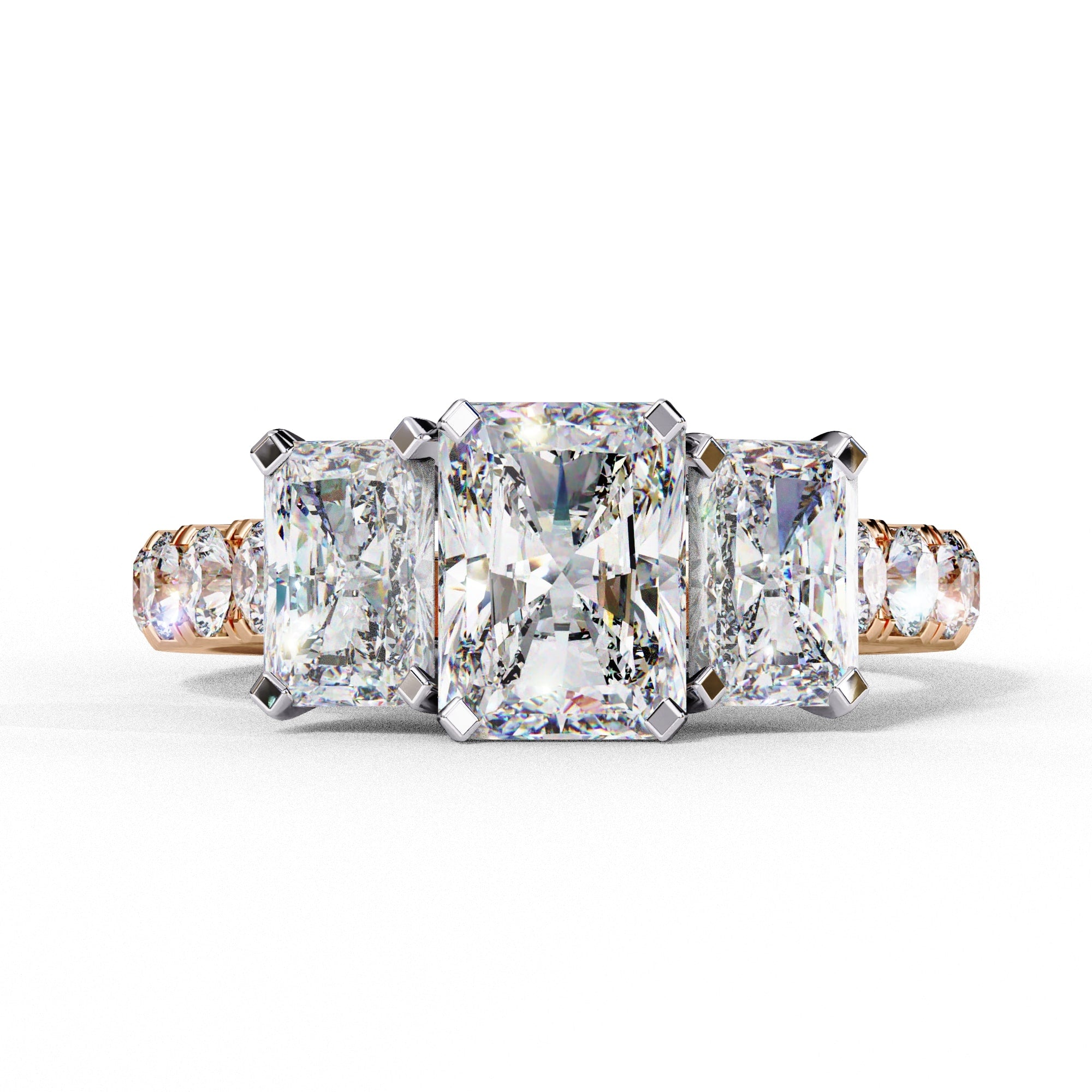 Radiant Multi-Stone Diamond Ring with Brilliant Side Accents