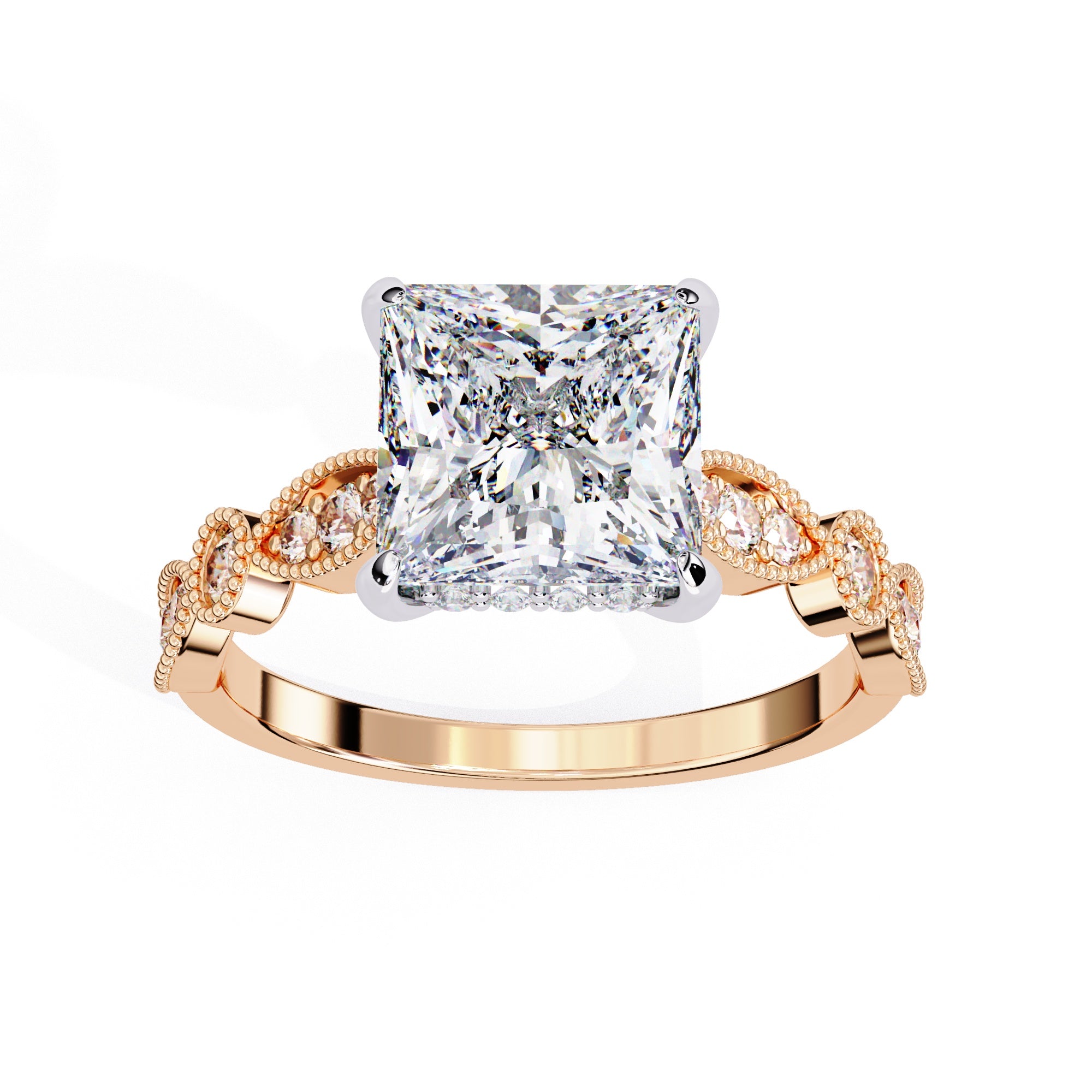 Elegant Central Stone Diamond Ring with Radiant Side Accents