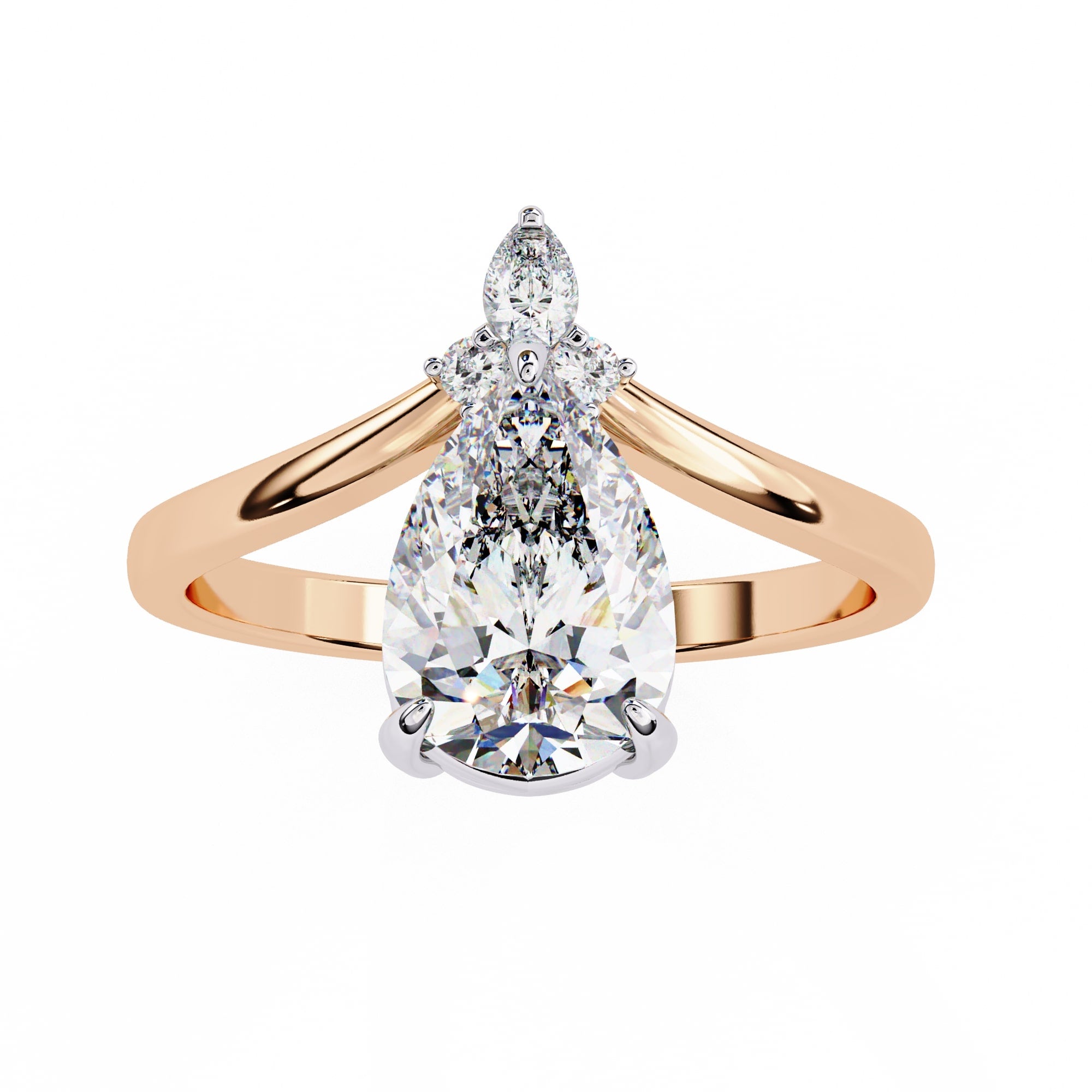 Radiant Central Stone Diamond Ring with Shimmering Side Accents