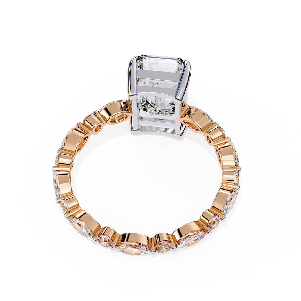 Radiant Central Stone Diamond Ring with Shimmering Side Accents