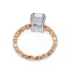 Radiant Central Stone Diamond Ring with Shimmering Side Accents