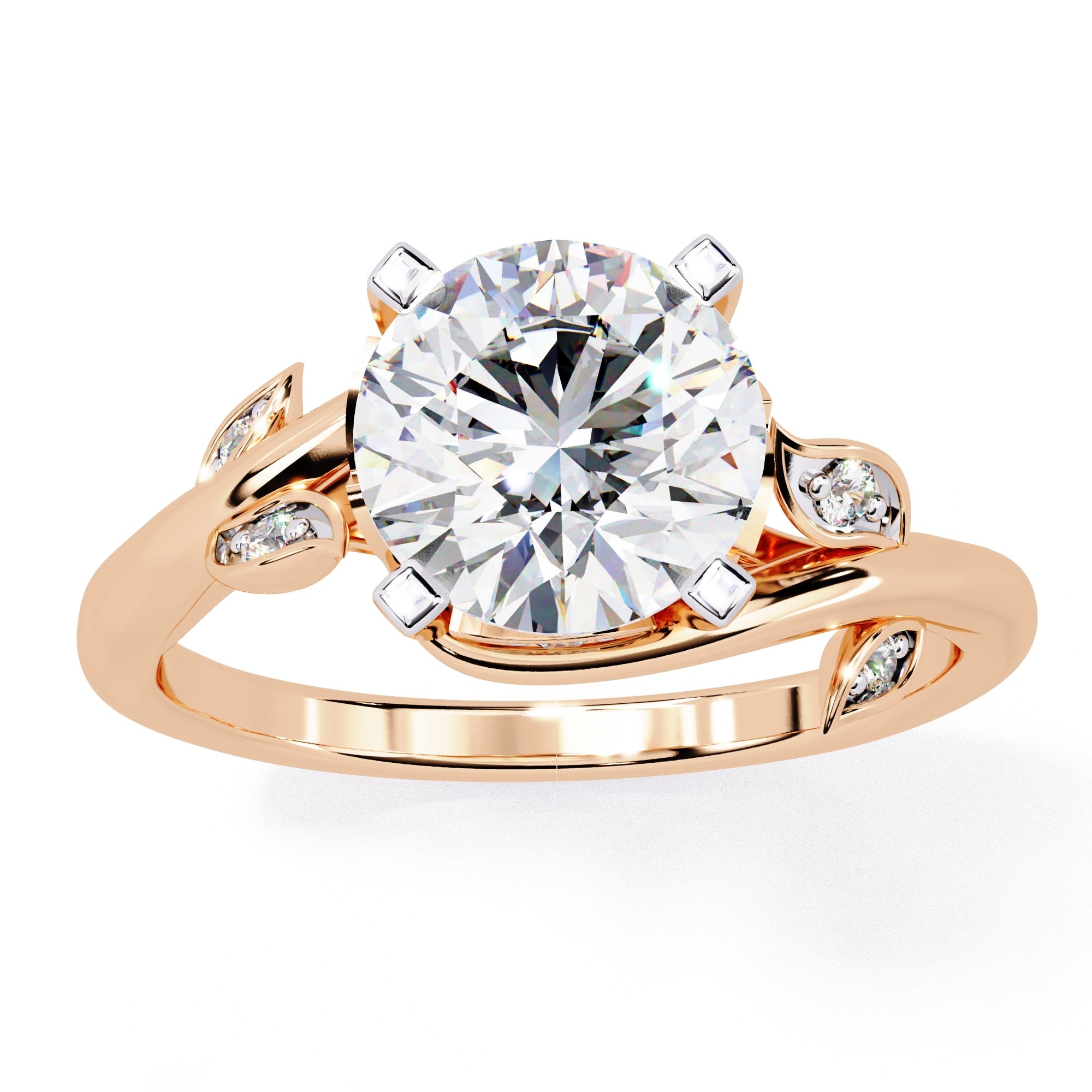 Exquisite Central Stone Diamond Ring with Shimmering Side Accents