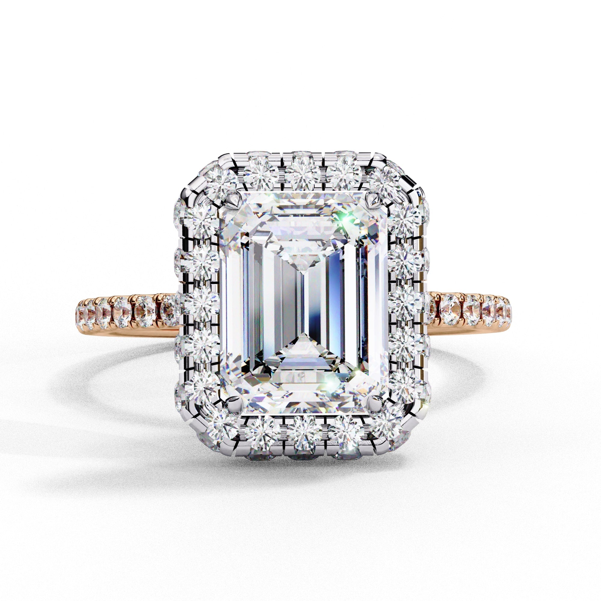 Radiant Central Stone Diamond Ring with Shimmering Side Accents