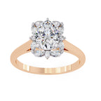 Radiant Central Stone Diamond Ring with Shimmering Side Accents