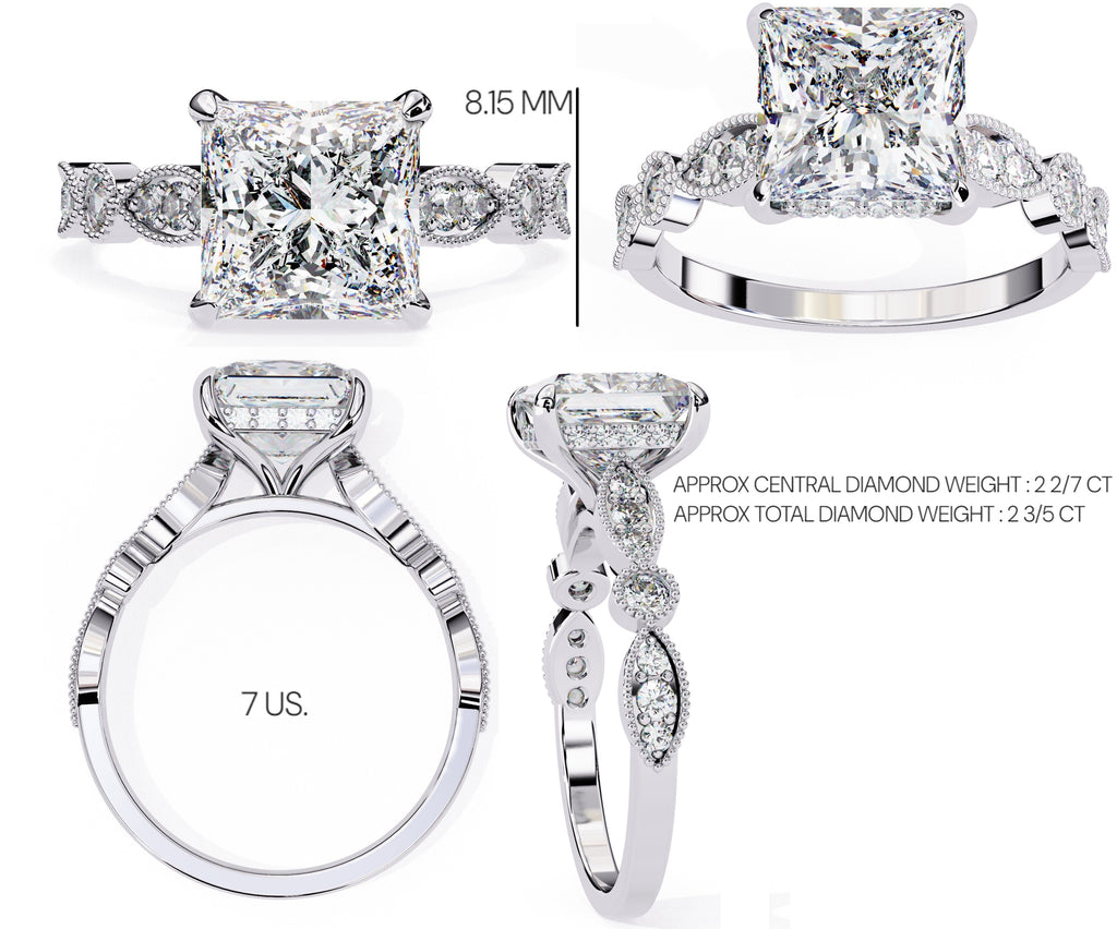 Elegant Central Stone Diamond Ring with Radiant Side Accents