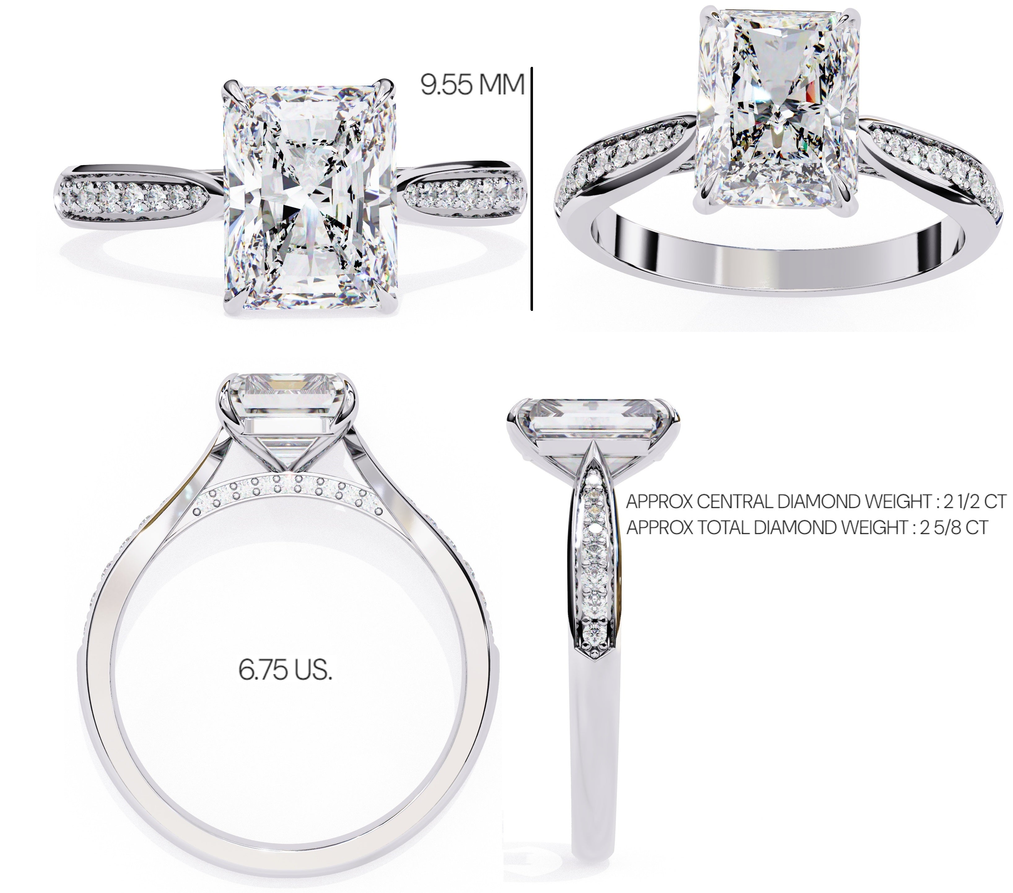 Elegant Central Stone Diamond Side Accent Ring