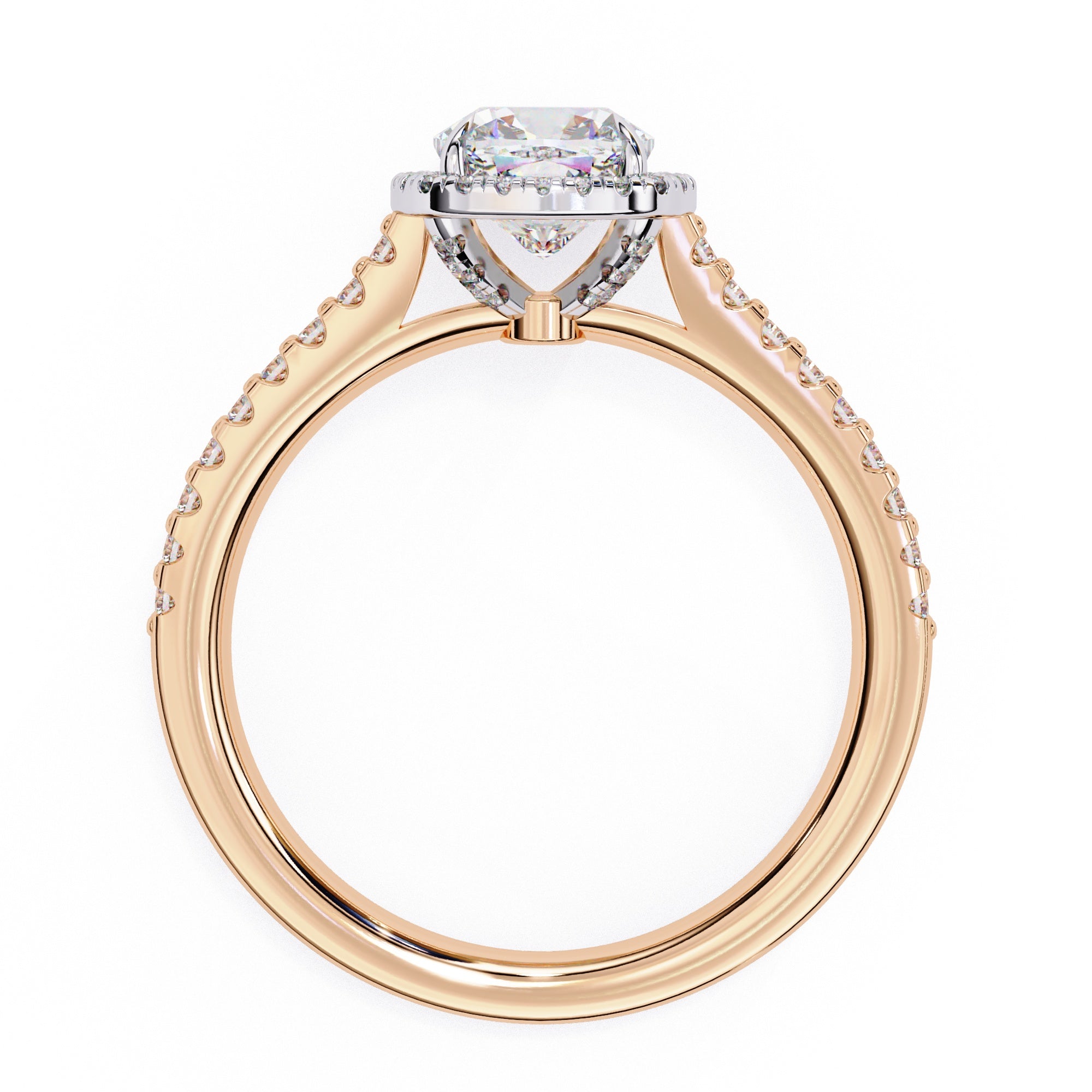 Radiant Central Stone Diamond Ring with Shimmering Side Accents