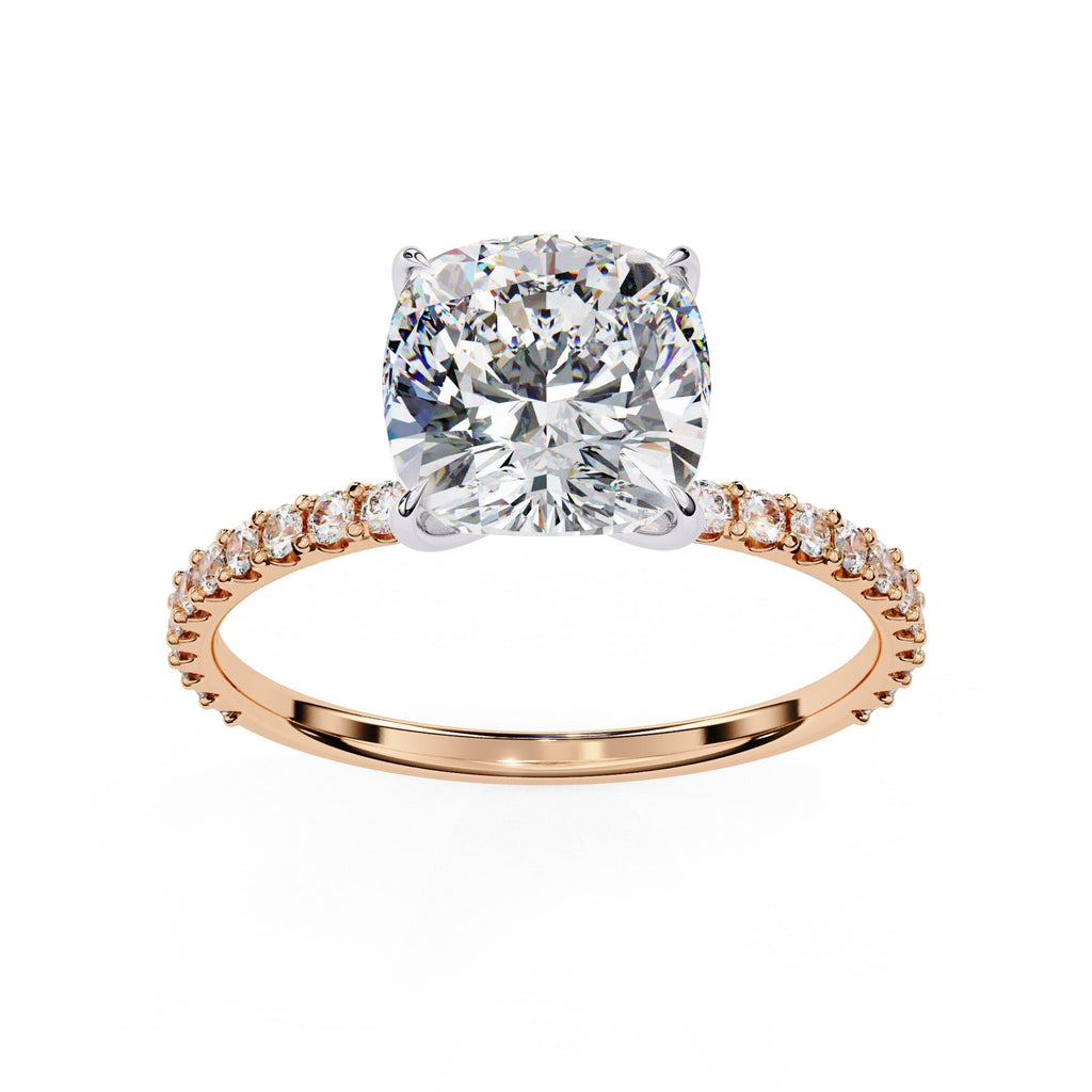 Radiant Central Stone Diamond Ring with Shimmering Side Accents