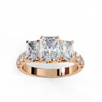 Radiant Multi-Stone Diamond Ring with Brilliant Side Accents