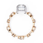 Radiant Central Stone Diamond Ring with Shimmering Side Accents