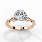 Radiant Central Stone Diamond Ring with Shimmering Side Accents
