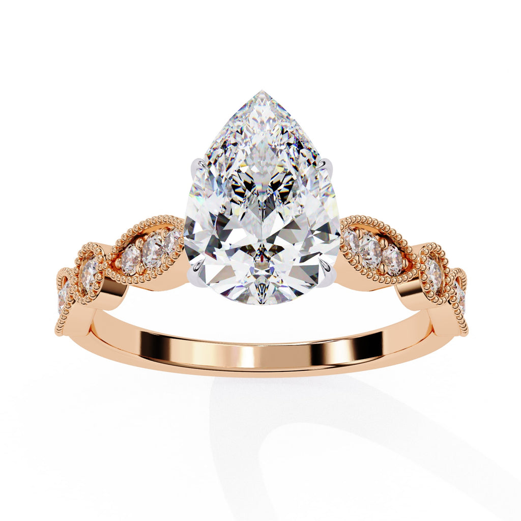 Radiant Central Stone Diamond Ring with Shimmering Side Accents