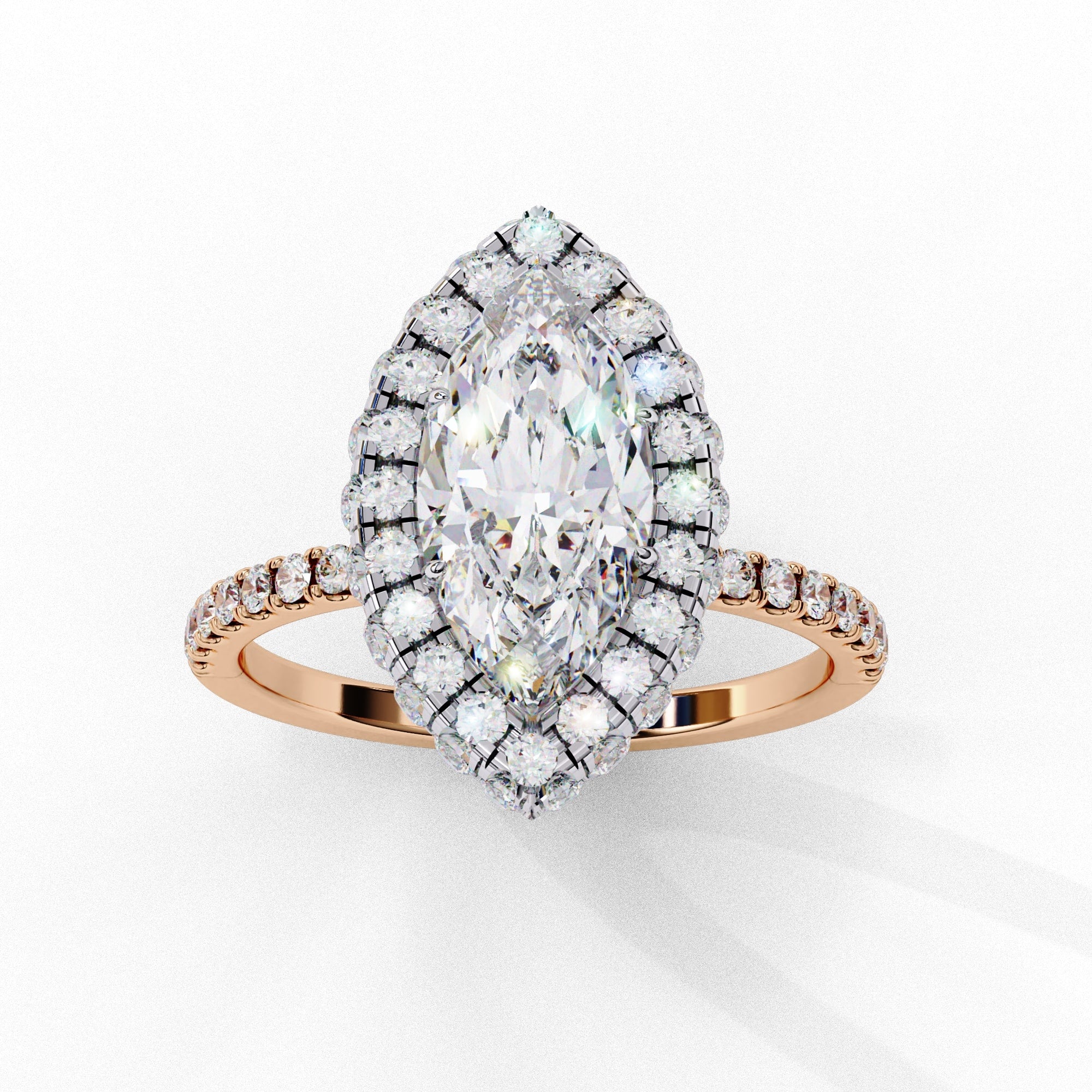 Radiant Diamond Cluster Central Stone Ring